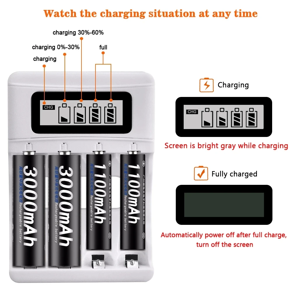 PALO AAA 1100mAh + AA 3000mAh NI-MH akumulator AAA 3A AA 2A ni mh nimh 1.2V oryginalne baterie o dużej pojemności