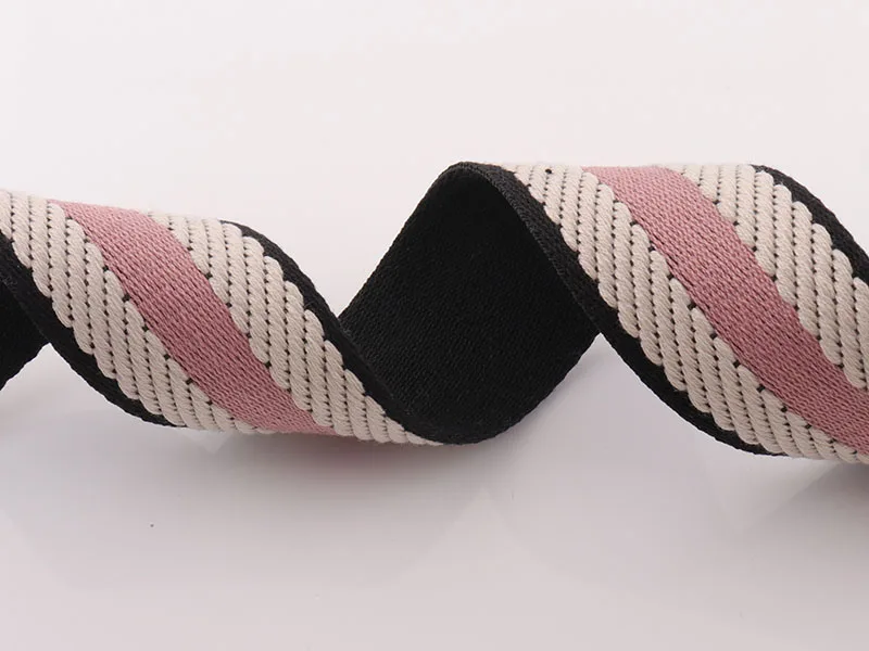 Webbing Ribbon Belt Strap Black&Pink 38mm Fabric webbing ribbon Collar strap Nylon Stripe Ribbon Tote Strap Handbag ribbon Strap