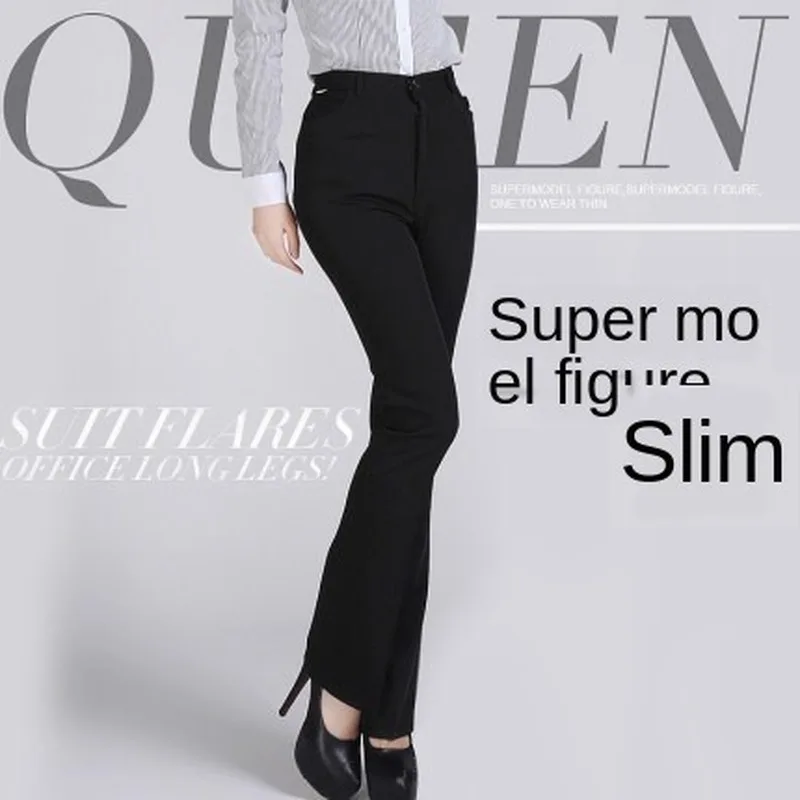 Slim slim professiona plus size women clothing straight high waist suit pants large size OL Office overalls Solid color trousers