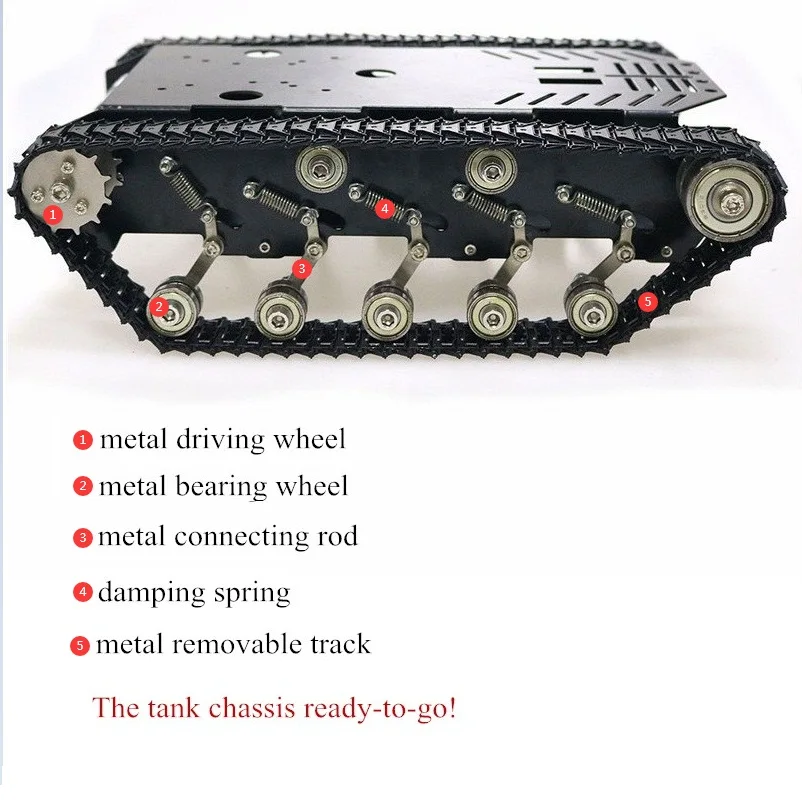 Amortiguador de Control Wifi/ PS2, chasis de tanque de acero inoxidable, modelo de Robot inteligente, Motor Dual DC 12V para Arduino