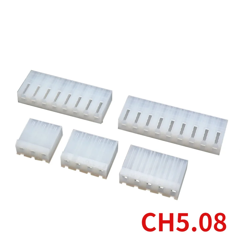 5pcs CH5.08 CH5.08mm Pitch Rubber Shell Plug Connector 2P 3P 4P 5P 6P 7P 8P 9P 10P Pin Spacing 5.08mm Housing