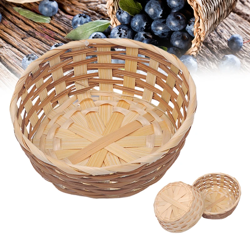 Bamboo Round Fruit Basket Large Capacity Durable Bamboo Handwoven Bowl Fruit Vegetables Serving Basket for Kitchen Fast Delivery