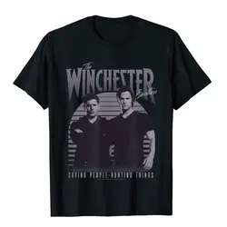 Supernatural The Winchester Brothers Vintage T-Shirt Top T-Shirts Discount Print Cotton Men Tops Shirt Crazy