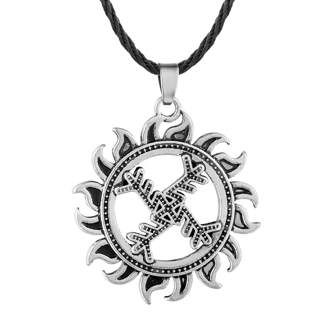 Slavic Kolovrat Wheel Amulet Pagan Pendant Necklace Viking Runes Star Of Russia Pentagram Talisman Vintage Jewelry Necklace