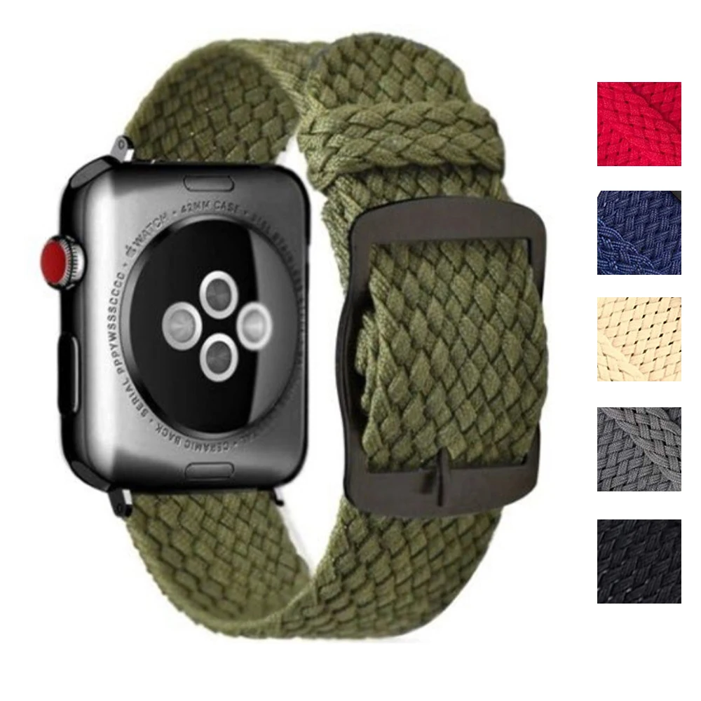 Band For Apple Watch Series 6 SE 5 4 3/2/1 Bands 38mm 42mm Nylon Soft  Replacement Sport Loop for iwatch 6 5 4 3 2 1 40mm 44mm