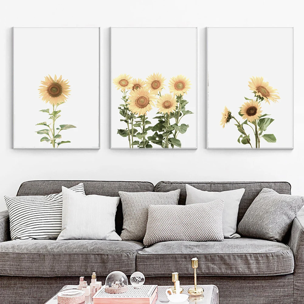 Sunflower Wall Art Canvas Painting Yellow Petals art Nordic Posters And Prints Watercolour Wall Pictures For Living Room Decor