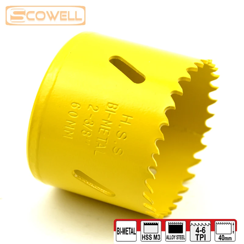 SCOWELL – scie cloche bimétallique M3, pour métal et bois, 16mm 19m,20mm,22mm,32mm,51mm,65mm,68mm,70mm,73mm, HSS 76mm,83mm