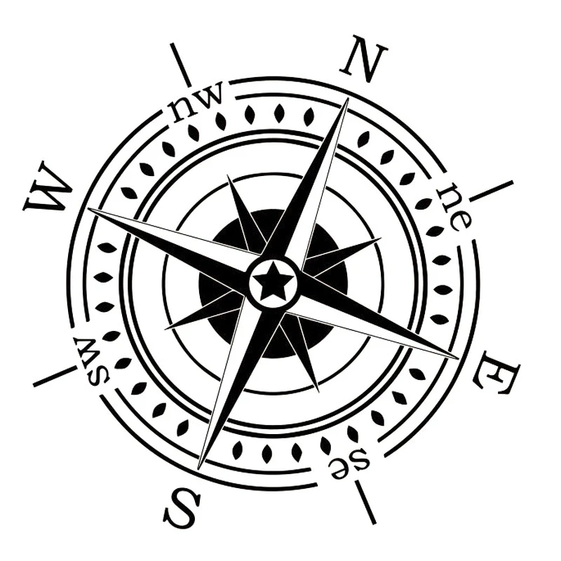 Автомобильная наклейка NSWE Compass Парусная ПВХ водонепроницаемая и Солнцезащитная Наклейка Черная/серебряная 16,6 см * 16,6 см