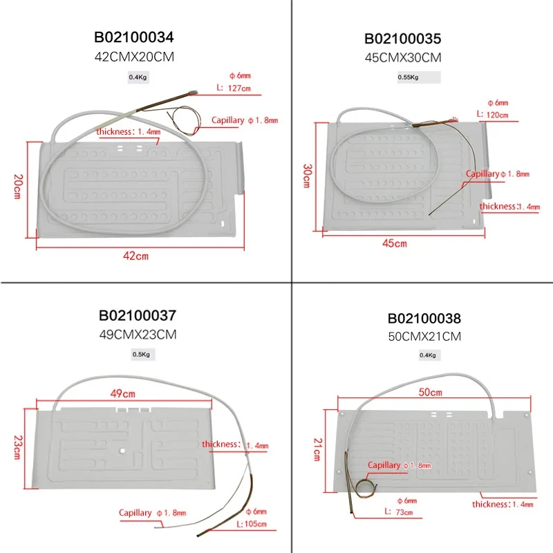 Refrigerator evaporator flat plate evaporator freezer cool plate with capillary aluminum