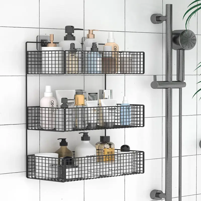 Hanging Bath Shelves Bathroom Shelf Organizer Punch-Free Shampoo And Shower Gel Storage Rack Bathroom Storage Shelf Accessories