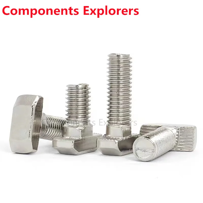 EU 20/30 Series M5 M6 M8 Hammer Head T-Bolt Screw Nickel Plating L=10/12/16/20/25/30mm T Bolts Fastener For Aluminum Profiles