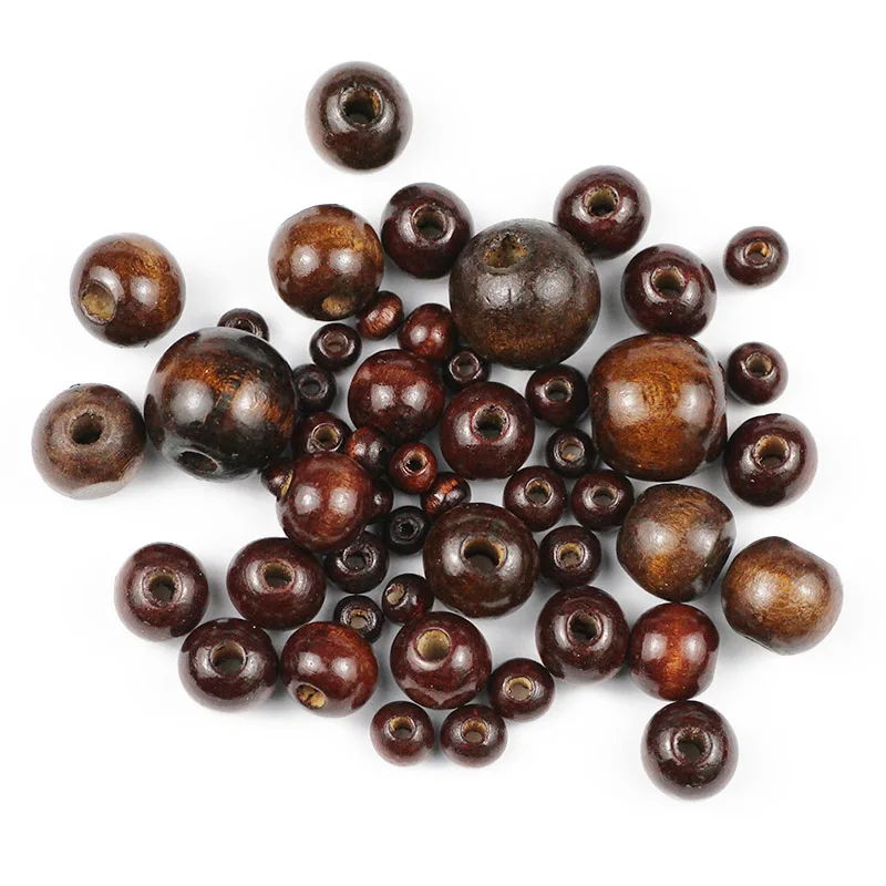 10~500pcs 5/6/8/10/12MM Brown Natural Wooden Beads Eco-Friendly Round wood Loose beads for Jewelry makeing bracelet DIY Finginds