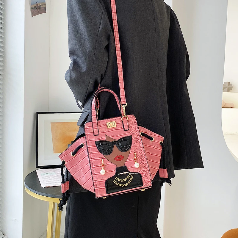 Leather Women's Bags 2021 Hit New Fashion Beauty Printing Ladies Hand Bags Luxury Designer Party Shopper Female Shoulder Bag