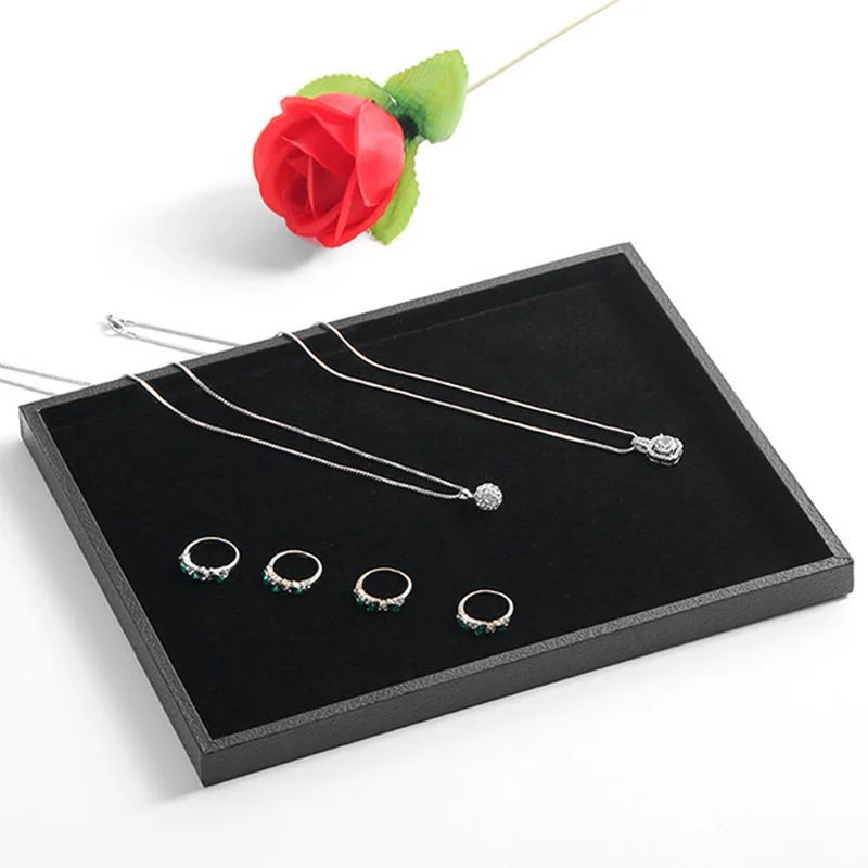 Black/Rose red Small Jewellery Necklace tray Jewelry Organizer Earrings Rings BraceletS Flat Empty Plate Jewelry Display Stand