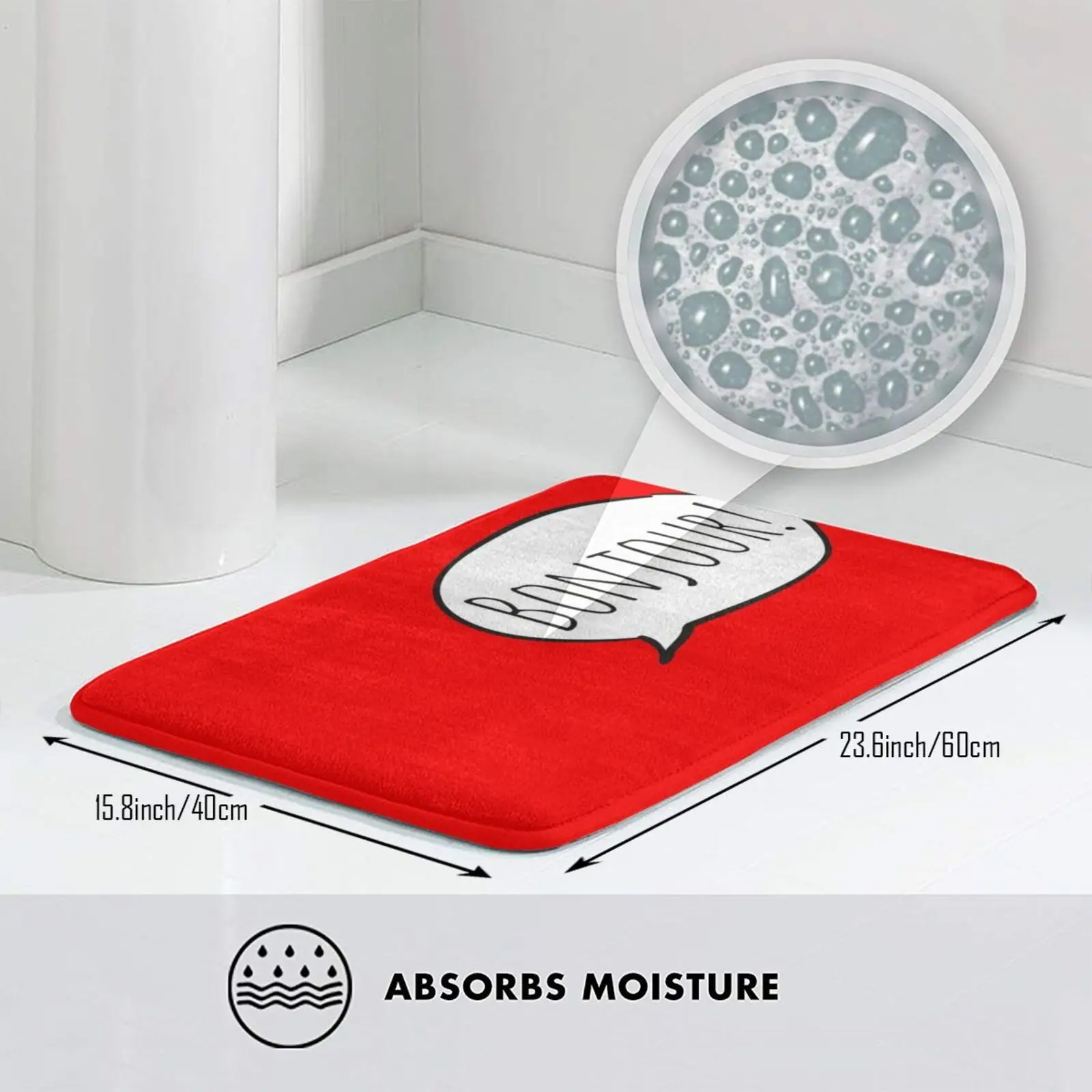 تشجيري بونجور! مع فقاعة الكلام البيضاء (فران؟ Ais / French ) سجادة سجادة ناعمة غير قابلة للانزلاق، وسادة سجادة Bonjour Say Bonjour #3