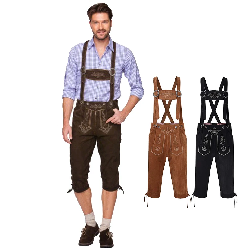 Uomo carnevale The monaco Oktoberfest Costume pantaloni in ecopelle Beerfest club cameriere Cosplay Fancy Party Dress