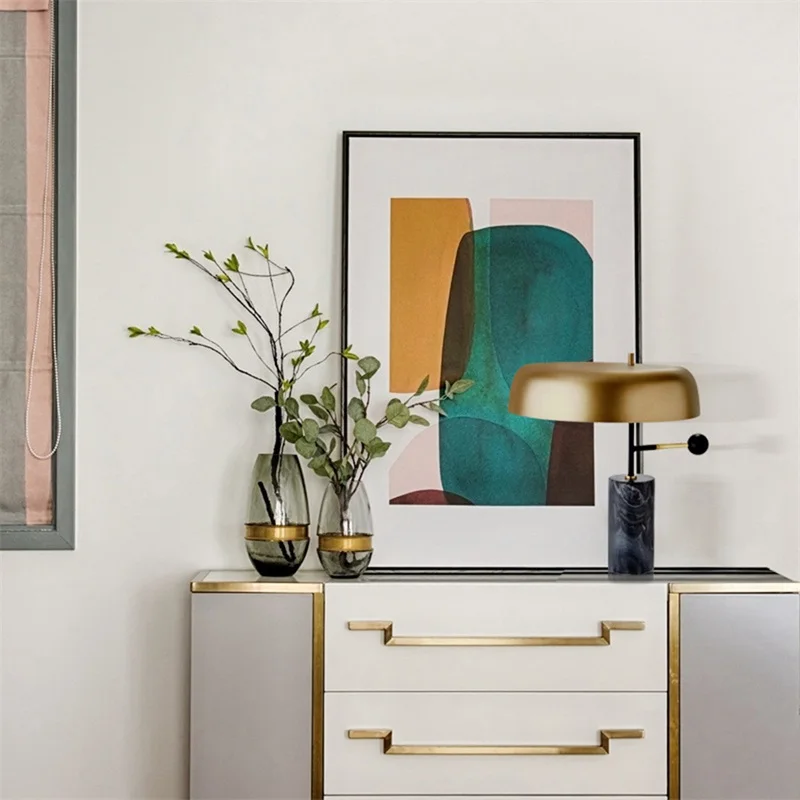OURFENG Modern LED Table Lamp Desk Light Marble Personality Creativity Simple Home Decorative Living Room Study Bedroom