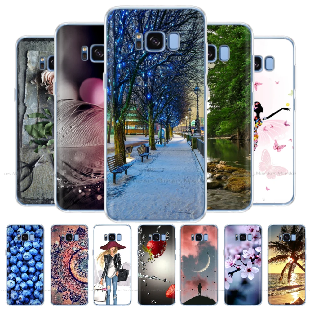 Silicone case For Samsung Galaxy S8 case G950 g950f Back Cover for samsung s8 plus s8+ case G955F protective coque bumper flower