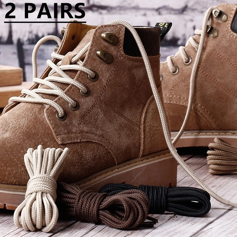 2 Pairs Solid Round Pure Round Shoelaces Beige Laces Durable Polyester Lace Boots Boots Hiking Snow Lace Shoes accessorie