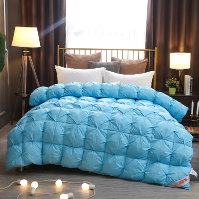 Luxury 95% Goose Down Filling Quilted Cotton Quilt Cover Five-star Hotel Dedicated Comforter Winter Thick Blanket Solid Color