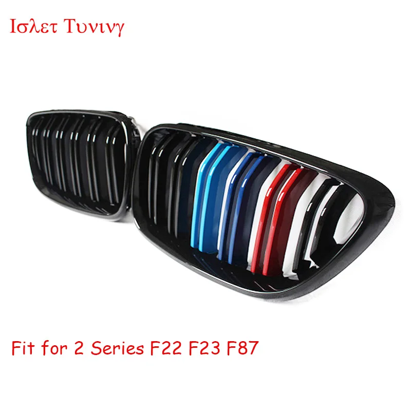 1pair Front Bumper Kidney Grille for BMW 2 Series F22 F23 M2 F87 2-slat Racing Grills 2014+