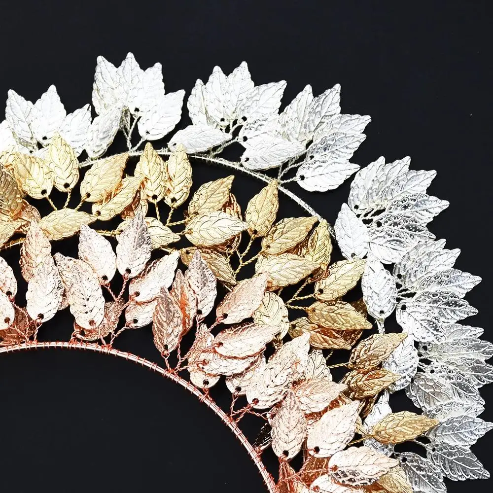 Baroque Leaf Hair Accessories Metal Tiaras Crowns Hairbands Wedding Headdress Bridal Greek Forehead Hair Jewelry