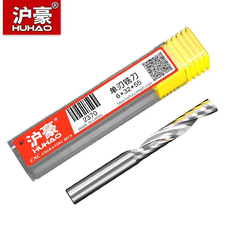 HuHao 1pc 5mm 8mm Carbide Single Flute Spiral Endmill Router Bit For Acrylic MDF Wood Milling Cutter CNC Engraving Machine Tools