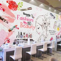 Custom Mural Wallpaper Modern Fashion Brick Wall Cosmetics Background Wall Painting Beauty Shop Clothing Store 3D Wall Papers