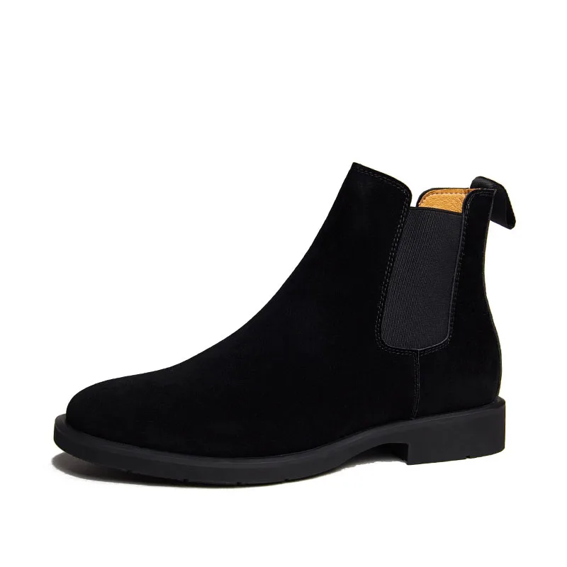 plus size men fashion chelsea boots soft original leather shoes black cowboy boot spring autumn ankle botas masculinas zapatos