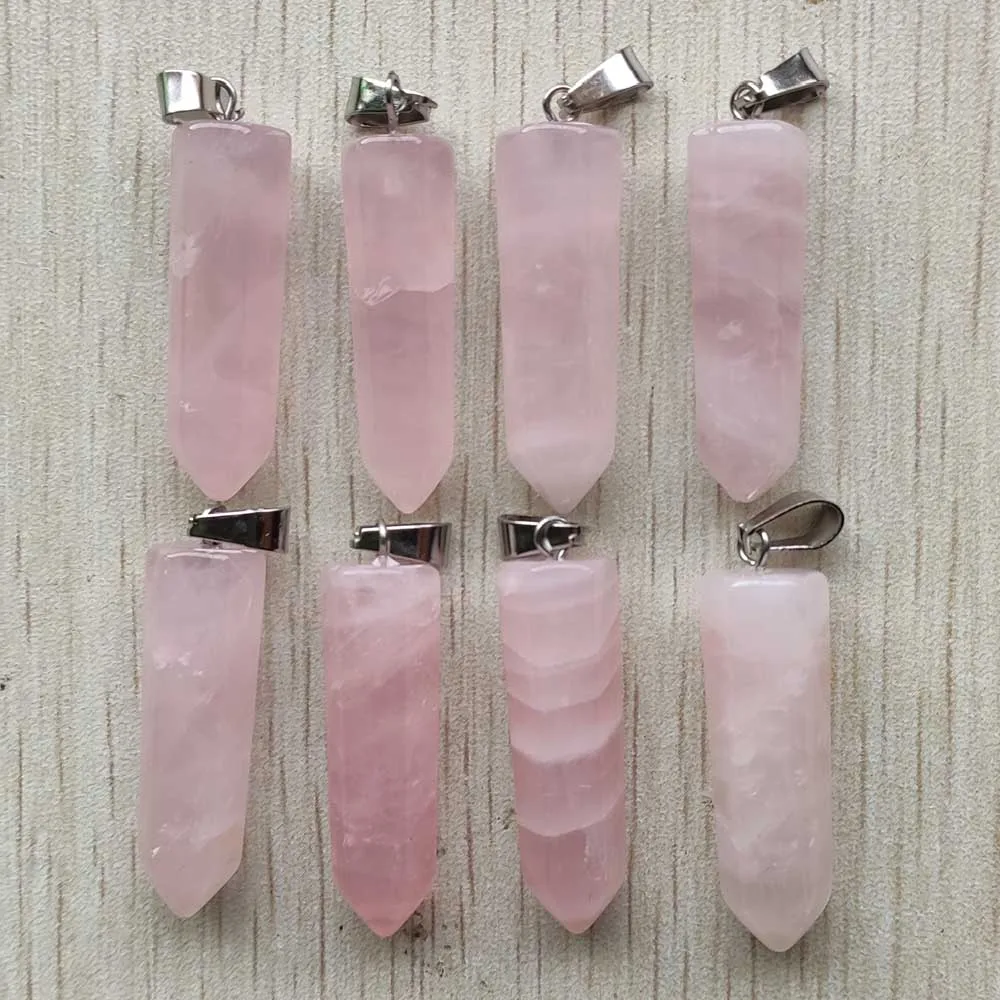 Fashion high quality Natural pink quartz Stone Pendants Charms Point Pendants Teardrop 12pcs/lot Wholesale  Free shipping