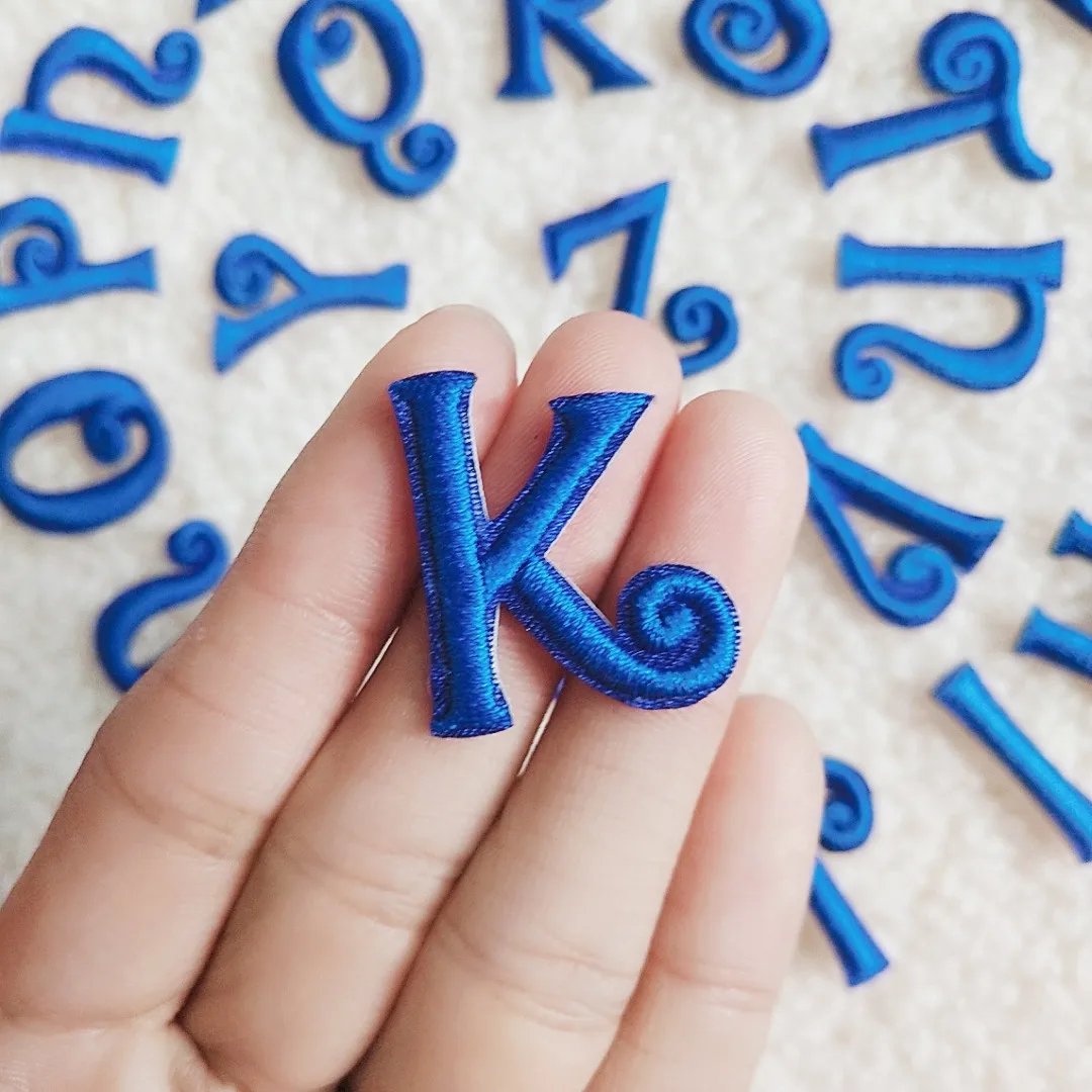 Self-adhesive 26pc Blue Letter Embroidery Patch Iron on Clothes Mini Letter Patches for Clothing Sticker Diy Name Logo Band Sew