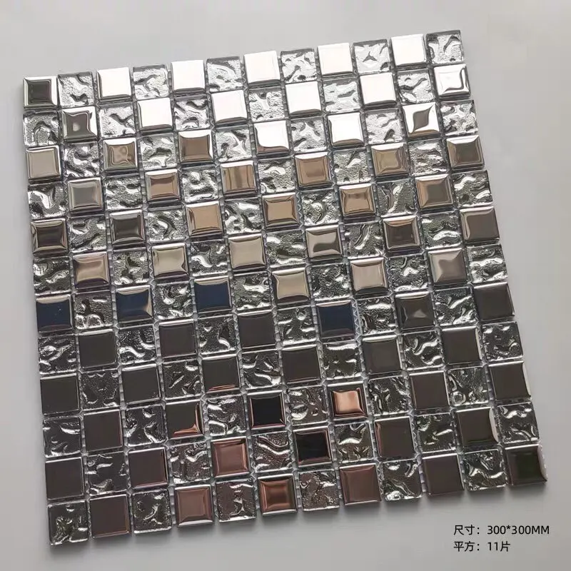 1 Box 11 PCS Silver Electroplated Glass Mosaic Tile,DIY Kitchen Cabinet Door Frame Wall Decoration Tile