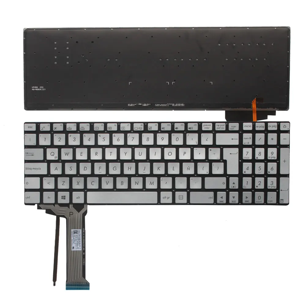 

New Latin keyboard FOR ASUS N751 N751J N751JK N751JX with backlit LA laptop keyboard silver