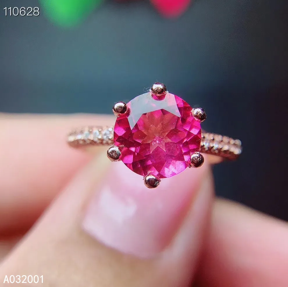 

KJJEAXCMY fine jewelry natural pink topaz 925 sterling silver adjustable gemstone women ring support test elegant