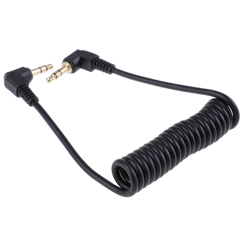 Cable de Audio en espiral, Conector de ángulo recto de 90 grados, 3,5mm, Aux, M/ M, para línea de coche móvil, reproductor MP4, 1 piezas, 3,5mm