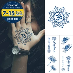 Juice Ink Lasting Waterproof Temporary Tattoo Sticker Yoga Sanskrit Totem Lotus Tattoos Manjusaka Body Art Arm Fake Tatoo Women