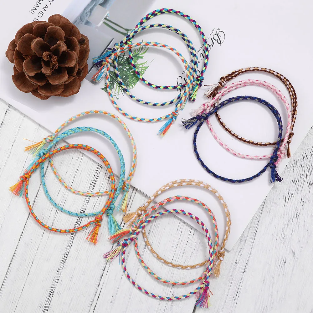 Meetvii Lucky Tibetan String Bracelets & Bangles for Women Men Handmade Tassel Knots Thread Rope Bracelet Ethnic Jewelry