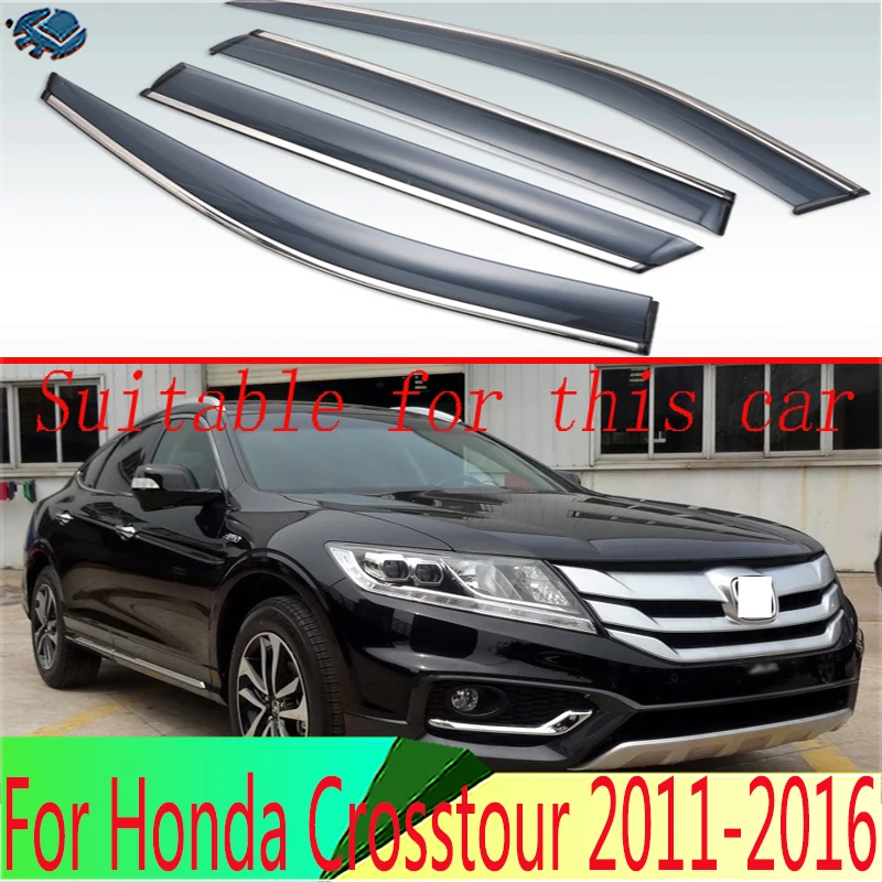 

For Honda Crosstour 2011 2012 2013 2014 2015 2016 Plastic Exterior Visor Vent Shades Window Sun Rain Guard Deflector 4pcs