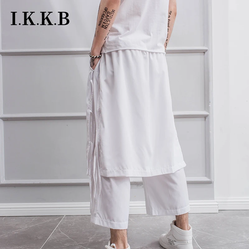 Spring casual nine-quarter pants male trend hip-hop functional wind overalls culottes loose straight-leg Tassels harem pants