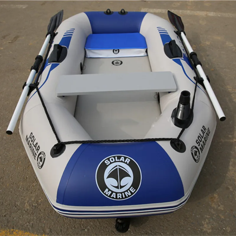 Solarmarine B200-3 Inflatable PVC Fishing Boat Rowing Kayak with Air Mat, 200cm, 2 Persons, Floor Free Accessories Included