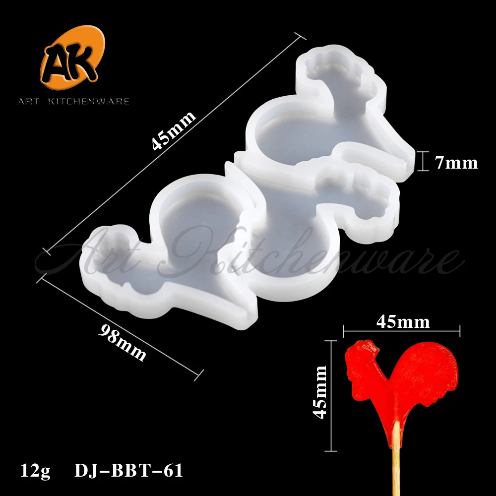 Sharp-tail Rooster Design Lollipop Silicone Mold Candy Model Chocolate Fondant Mould Cake Decorating Tools Baking Accessories