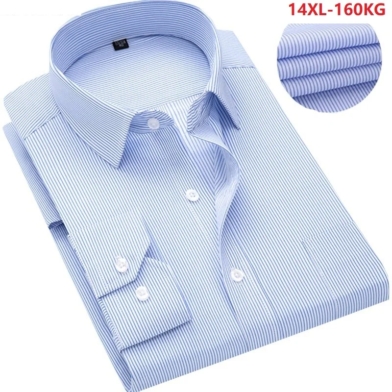 

autumn men long sleeve shirt striped formal business shirts plus size big 6XL 7XL 8XL 9XL 10XL office Dress shirts 12XL 54 56 52