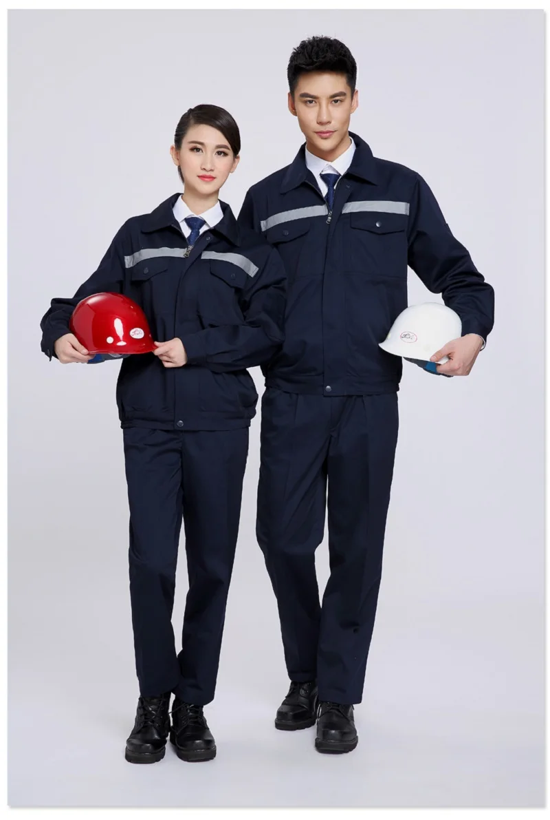 Woman Men Work Coverall Working Uniform Spring Autumn Reflective Safety Welding Suit Car Workshop Mechanic Plus Size Clothes Set