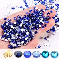 SS6-SS30 Non Hotfix Rhinestones FlatBack Crystal Glass Blue Color Set Glue On Rhinestone For Nail Phone Art Clothes Decoration