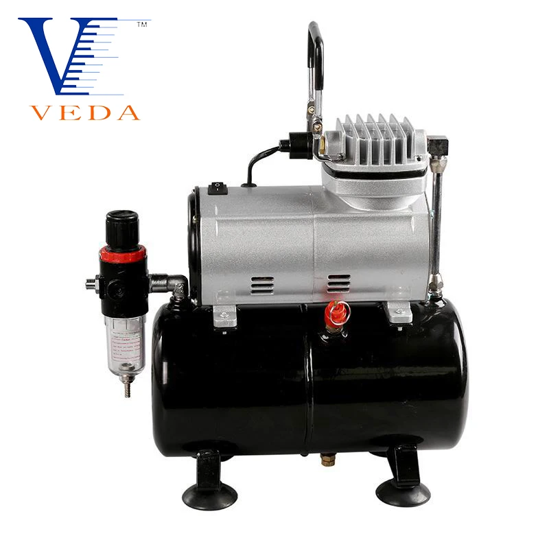 Professional Tool Mini Oil-less Air Compressor With Tank 1/5 Hp Piston Airbrush Compressor Spraying Gun Suit For Tattoo Manicure