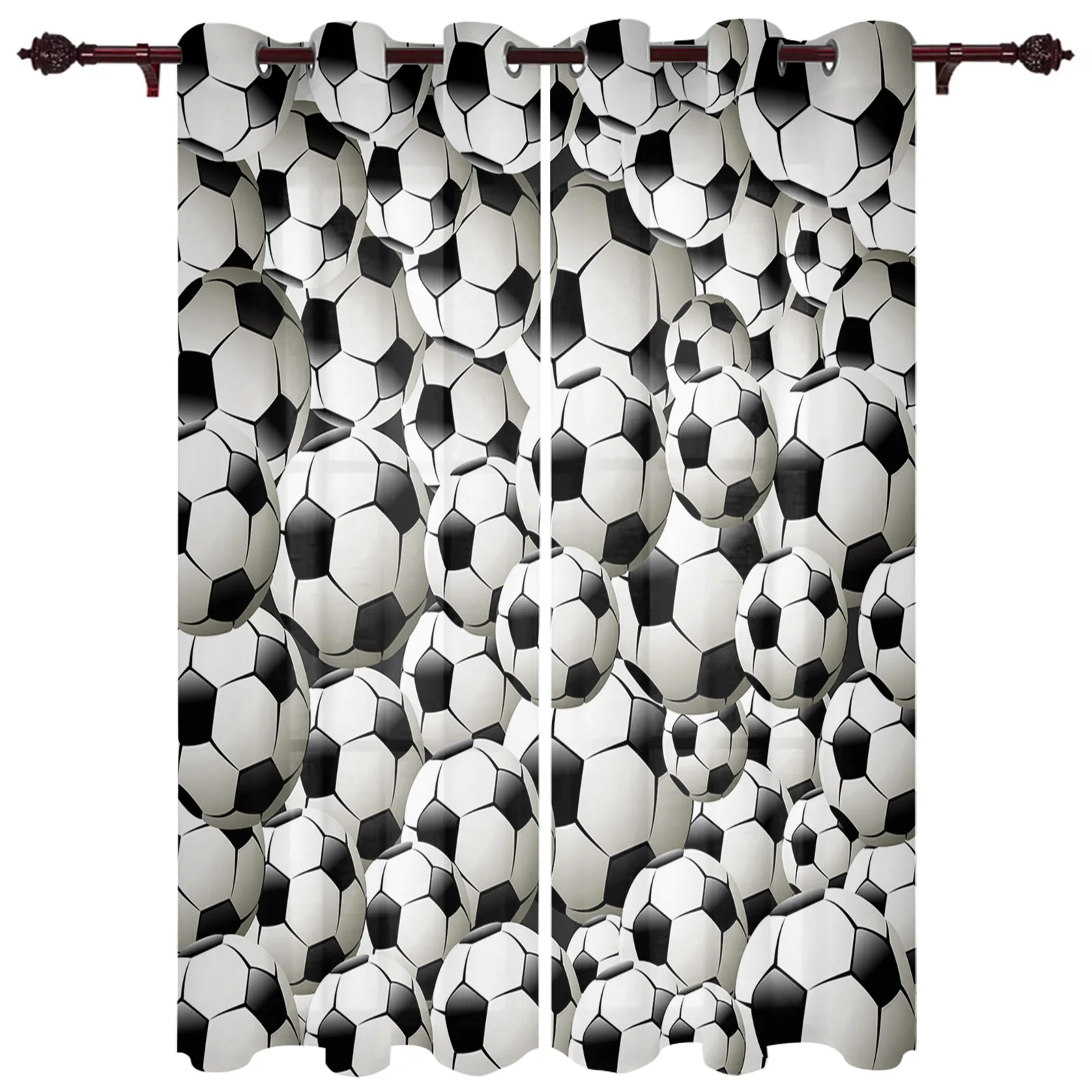 

Soccer Balls Football Window Curtains for Living Room Kids Bedroom Valance Curtains Kitchen Window Drapes