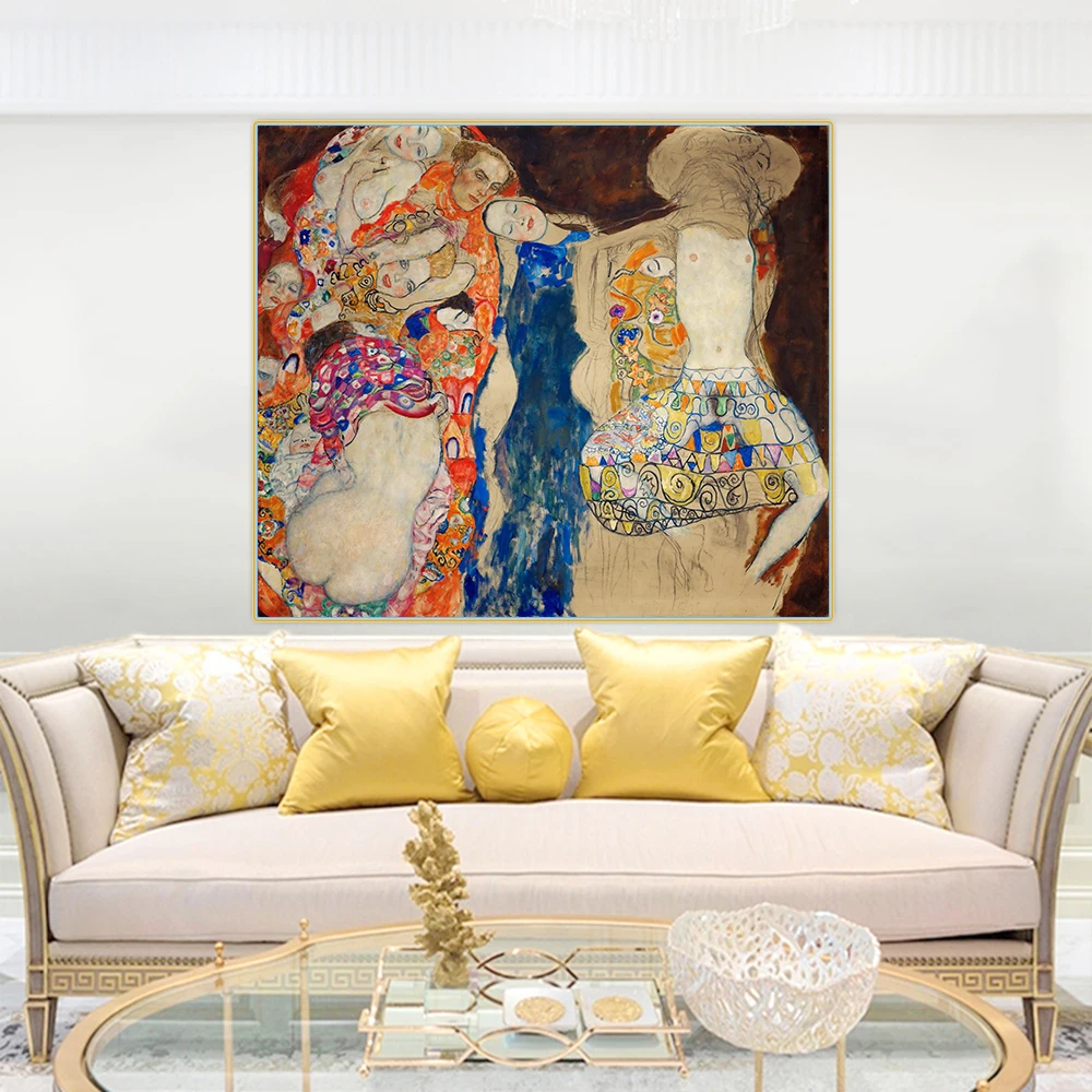 Citon Gustav Klimt《The Bride》Canvas Art Oil Painting Famous Art Poster Picture Wall Decor Home Interior Living room Decoration