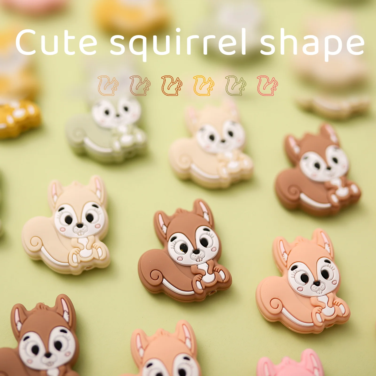 5 Pc/lot Baby Teether Beads Cartoon Squirrel Baby Teether Food Grade BPA Free Nursing Silicone Bead for DIY Pacifier Clip