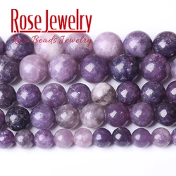 Natural Stone Purple Lepidolite Quartz Round Beads 15