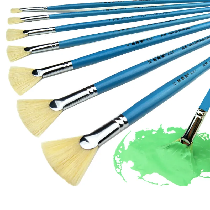 12pcs Art Paint Brush Bristle Hair Fan-shaped Pinceles Para Acrilico Y Oleo Artist Painting Brush Pincel Pintura Art Supplies